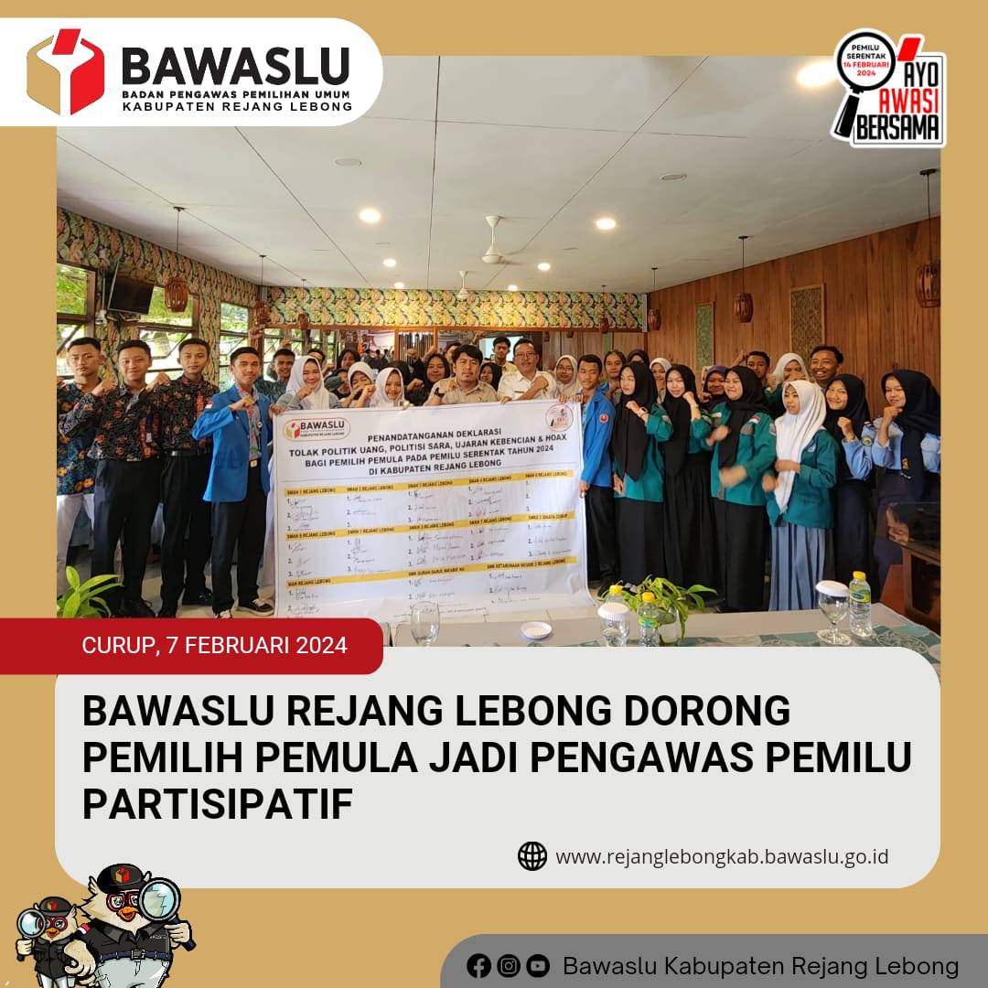 BAWASLU REJANG LEBONG DORONG PEMILIH PEMULA JADI PENGAWAS PEMILU PARTISIFATIF